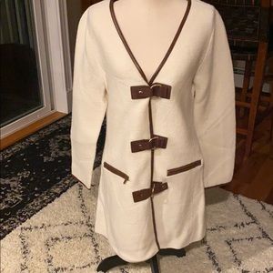 Boston Proper cream & brown wool/acrylic sweater